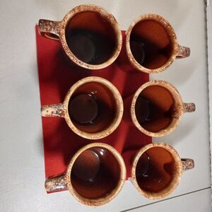 Vintage Hull Drip Glaze Oven Proof USA Mugs (6) Cottagecore Kitsch Grandmacore